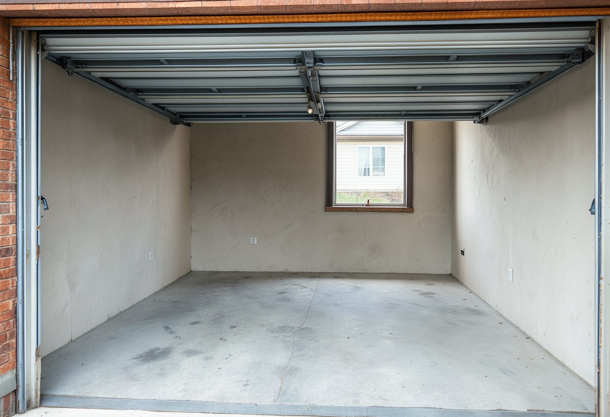 The same garage emptied and swept