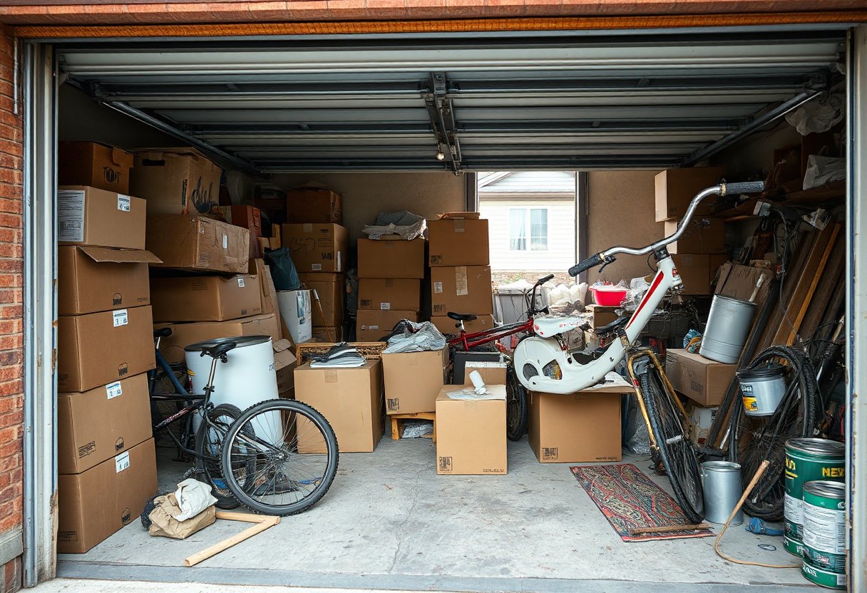 Garage packed with boxes before a cleanout